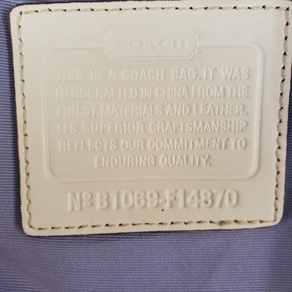 Coach Bag, Coach Signature Canvas Handbag Tan ,brown , yellow. Vintage. - Picture 15 of 16